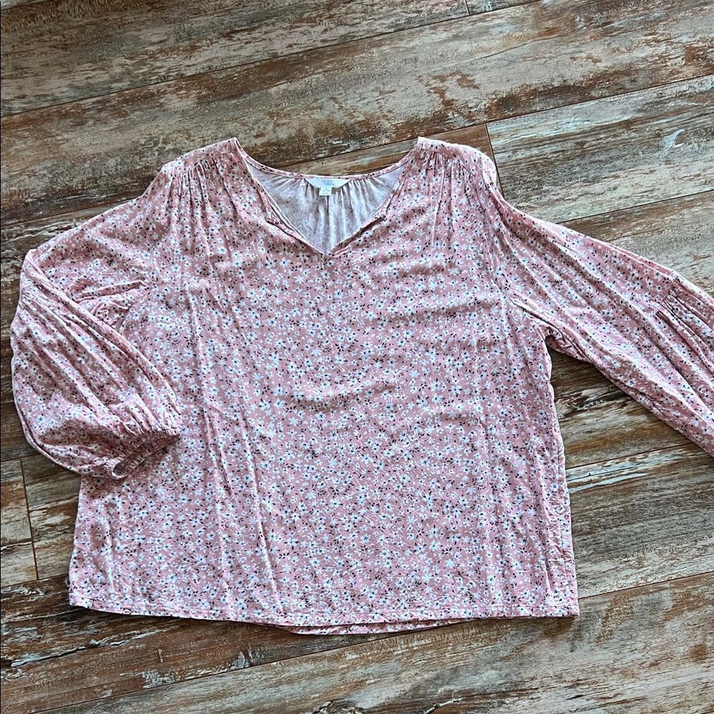 Time and Tru Pink Floral Blouse